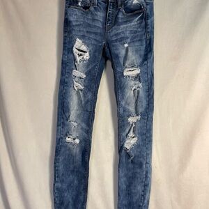 Mudd Women's Distressed Skinny Jeans - Blue